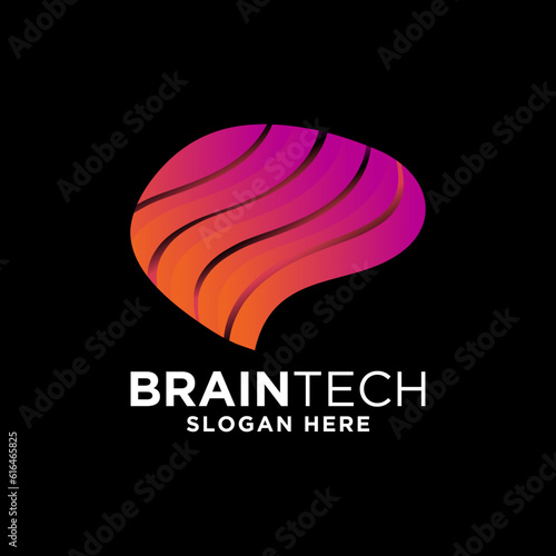 smart brain technology set digital logo idea Icon vector Template