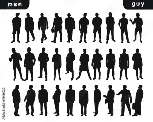 Image male silhouettes. People, human, person, man, men, guy, lad, fella, stripling, boy. Businessmen, workers, friends, students, demonstrators, professor, audience