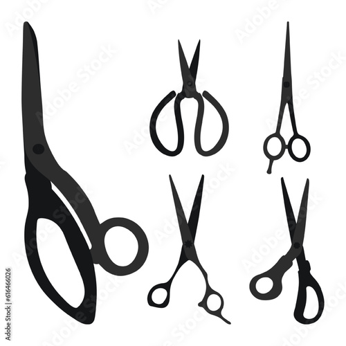 Sketchy image of scissors silhouette. Stationery, pocket, kitchen, manicure, surgery, hairdressers, tailor, garden, household
