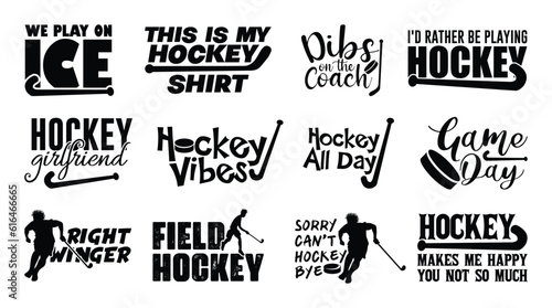 Hockey T shirt Design Bundle, Vector Hockey T shirt  design, Hockey shirt  typography T shirt design Collection photo