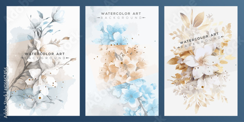 Floral wedding invitation card template design, flowers with leaves. Luxury wedding invitation card background with flower botanical leaves vector design for wedding and cover template.