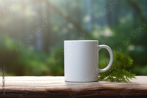 photo of early morning mug mockup. Ai generated