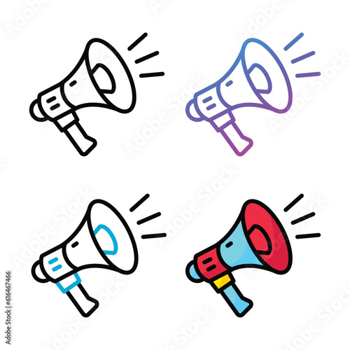 Megaphone icon design in four variation color