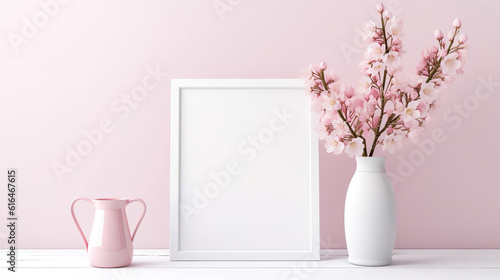 a simple mockup artwork in pink colors for frames and poster, ai generated image