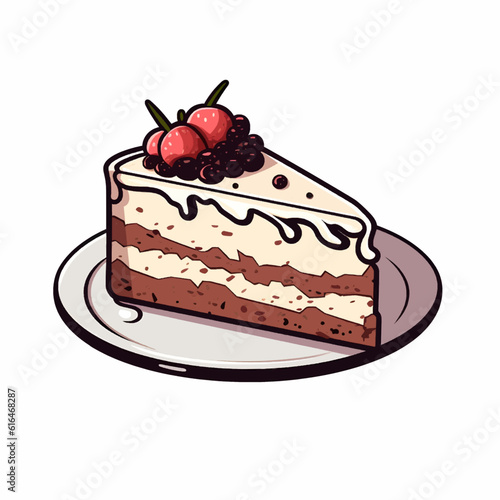 Cake with a chocolate topping  (Vector)