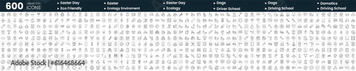 Set of 600 thin line icons. In this bundle include dogs, domotics, driving school, easter and more