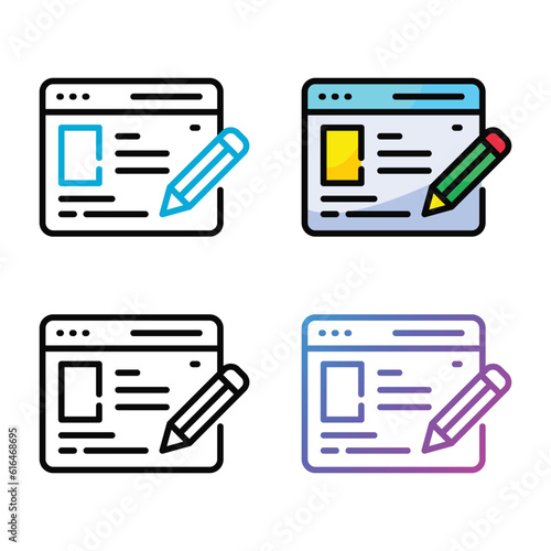 Content writing icon design in four variation color