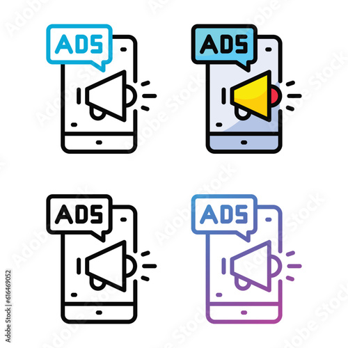 Mobile ads icon design in four variation color
