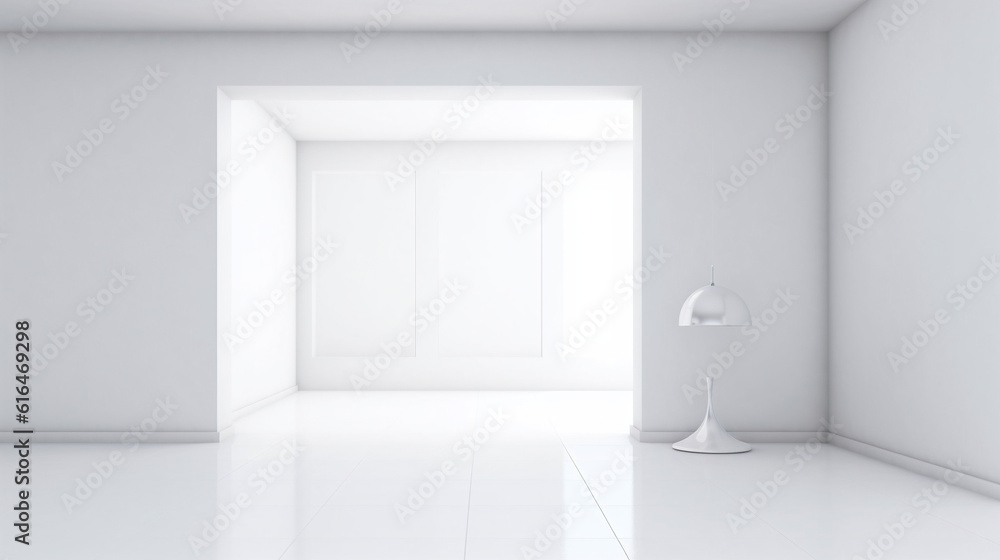 Minimalist pure and simple white room, Generative AI