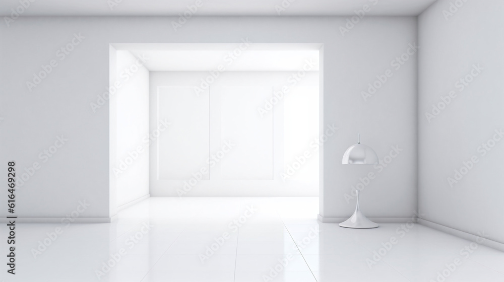 Minimalist pure and simple white room, Generative AI Minimalist pure and simple white room, Generative AI