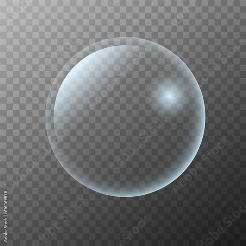 Transparent soap bubble isolated on a transparent background. Vector illustration.