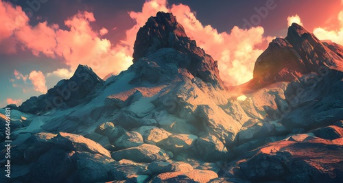 abstract multicolor mountain landscape, illustration , ai