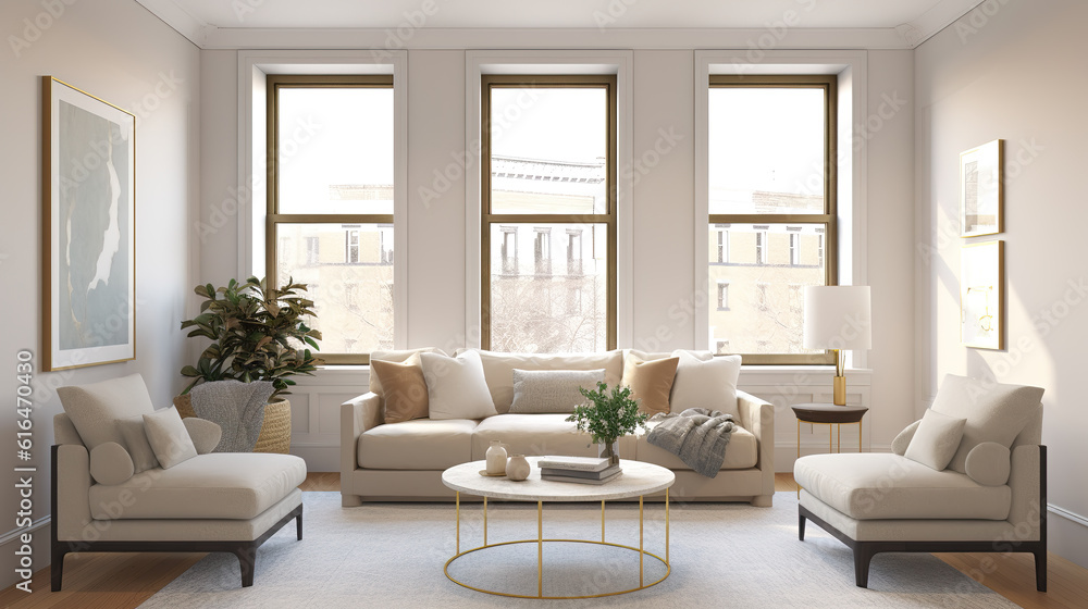 living room mockup in a complete white style, ai generated image living room mockup in a complete white style, ai generated image