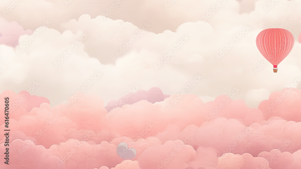 a cute lovely cartoon artwork of a lonely air balloon, ai generated image