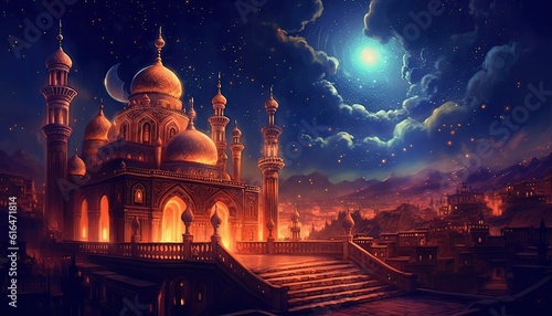 Generative AI illustration of a man in a suit delivering an engaging address to a crowd of people in a vibrant academic setting