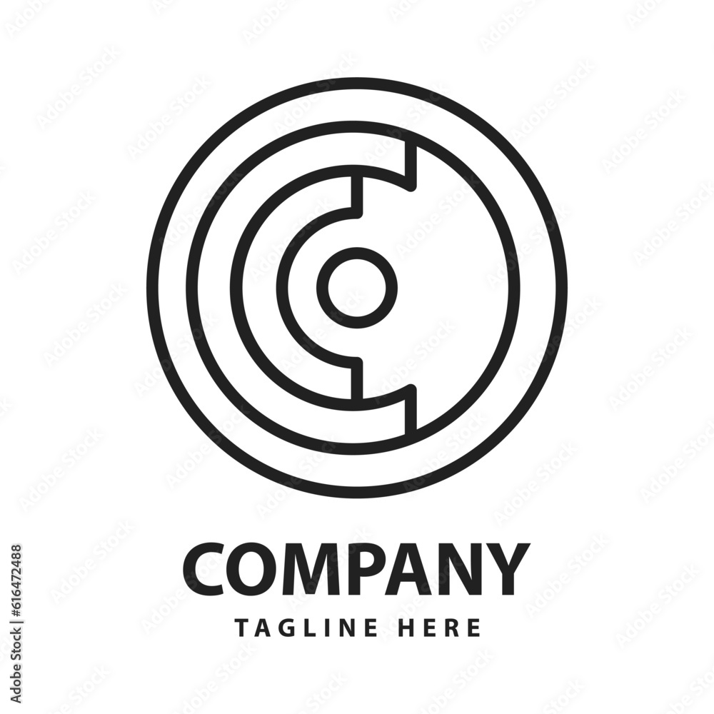 simple circle monogram letter c logo
