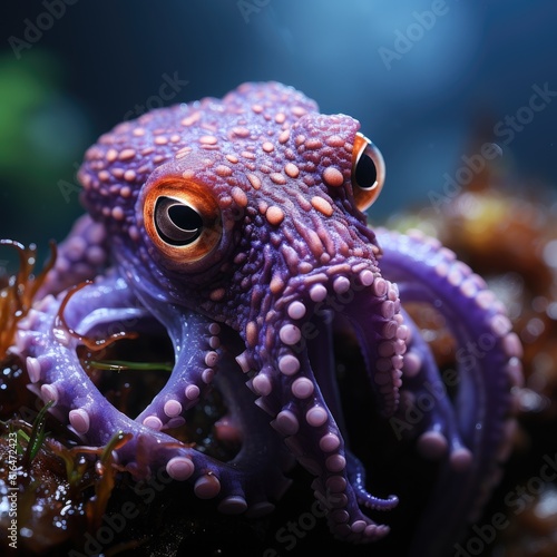 purple octopus - closeup created using generative ai tools © Salander Studio