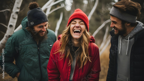 Capture the contagious laughter of a group of friends engaged in a hilarious moment