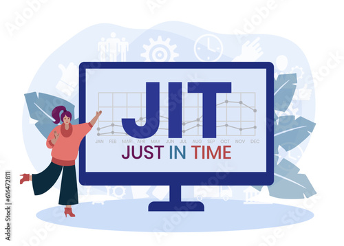 JIT - Just in time acronym. business concept background. vector illustration concept with keywords and icons. lettering illustration with icons for web banner, flyer, landing page