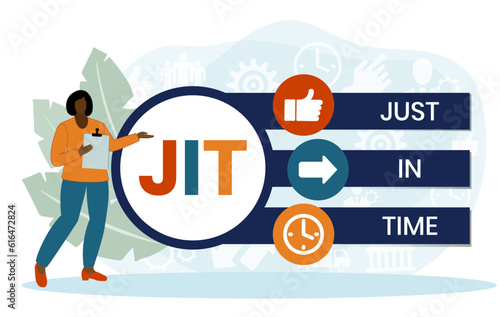 JIT - Just in time acronym. business concept background. vector illustration concept with keywords and icons. lettering illustration with icons for web banner, flyer, landing page