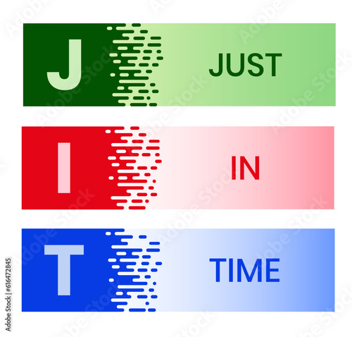 JIT - Just in time acronym. business concept background. vector illustration concept with keywords and icons. lettering illustration with icons for web banner, flyer, landing page