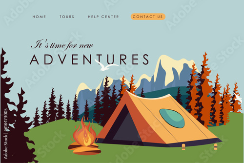 Camping website camp travel landing page