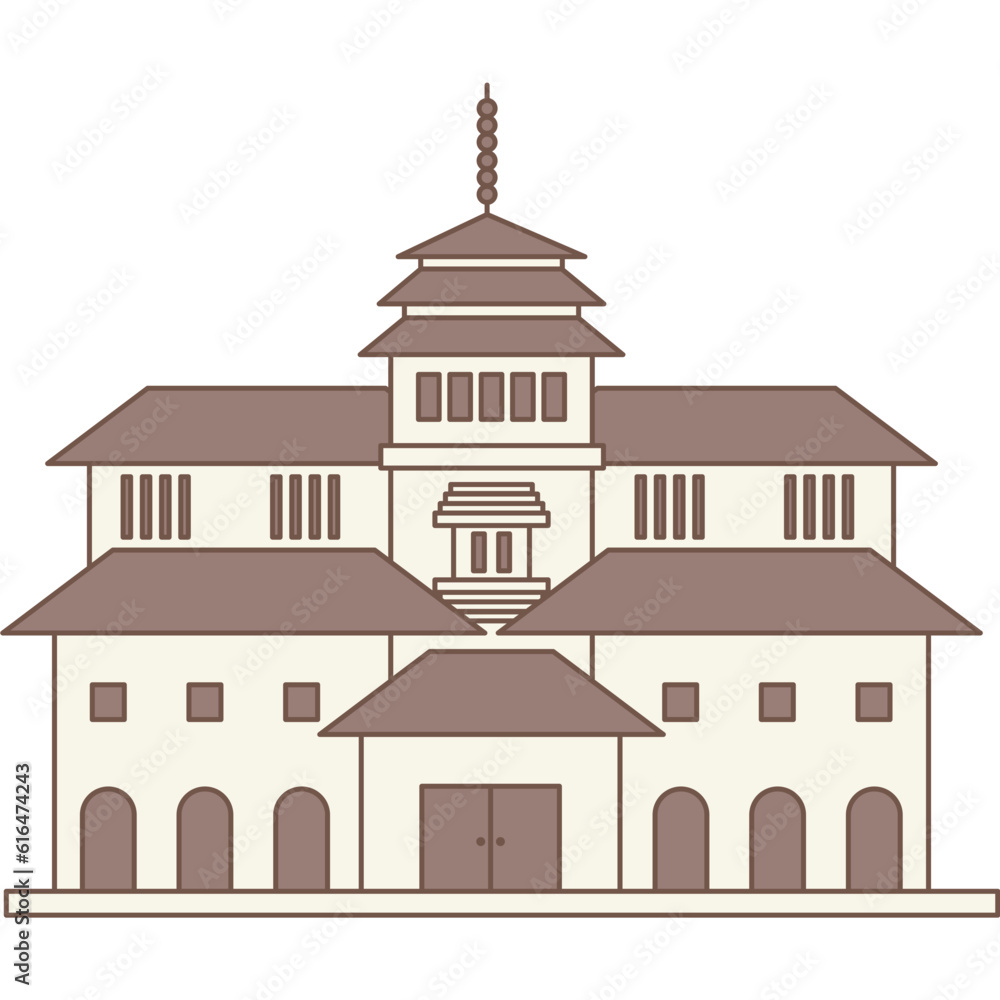 Gedung Sate West Java Landmark Illustration Set