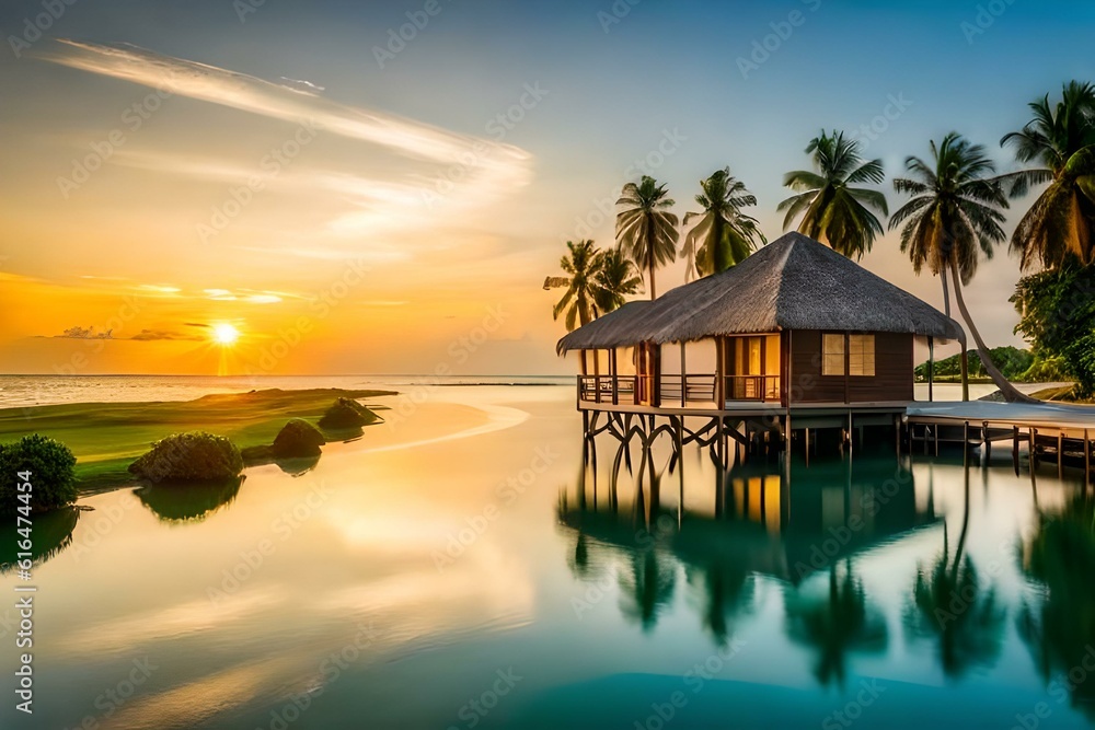 sunset in the maldives