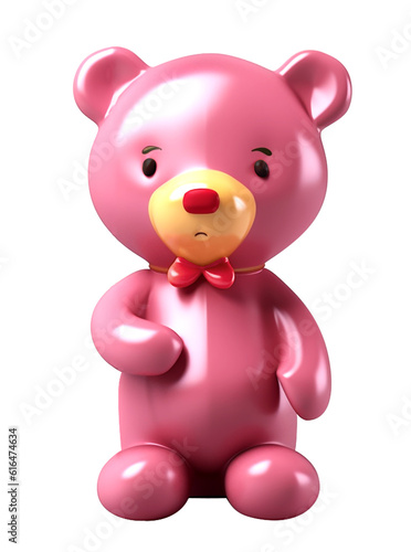 teddy bear with ribbon and bow isolated on white background   AI generated