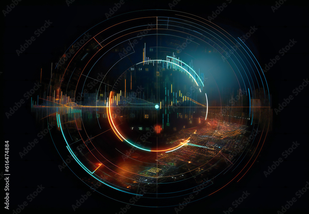 Fototapeta premium circular display of graphs and charts