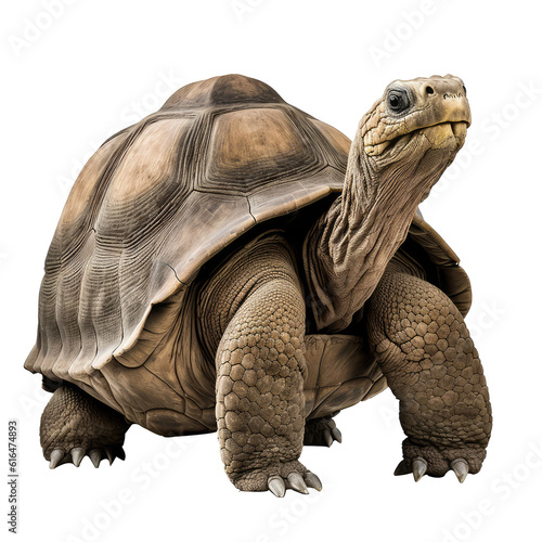 Aldabra Giant Tortoise looking isolated on white