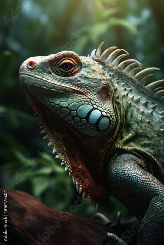 Portrait of Iguana Dramatic and Cinematic Lighting Photography, Generative AI © Giantdesign