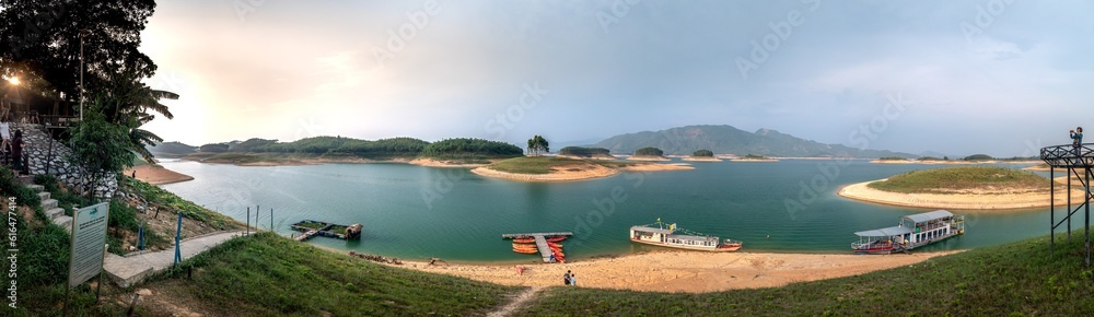 The pier serves tourists at Thac Ba Paradise Islands resort at Thac Ba Lake, TT. Yen Binh, Yen Binh district, Yen Bai province, Vietnam