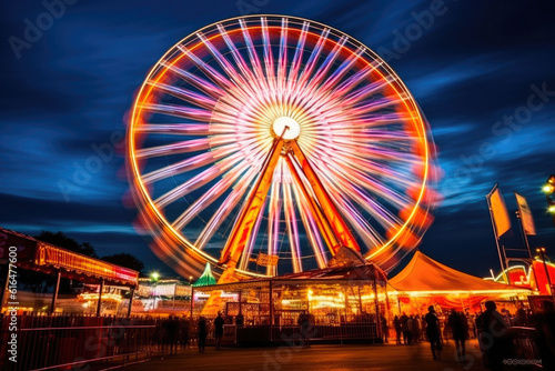 Ferris Wheel Nighttime Extravaganza. Generative AI