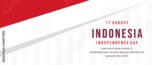 Indonesia independence day banner background with vector Indonesian flag with the silhouette of the island of Indonesia