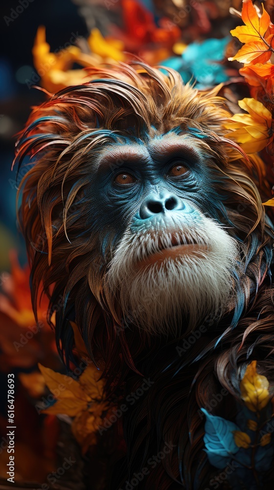 Naklejka premium thoughtful orangutang - created using generative AI tools