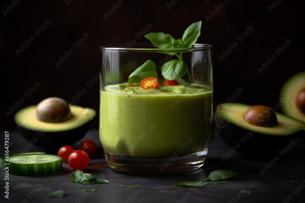Avocado creamy soup with parsley AI-Generated 
