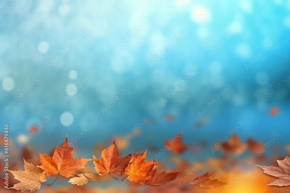 Photorealistic autumn leaves on a bright background. AI generative