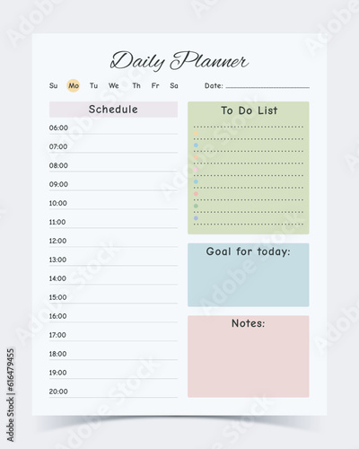 Daily Planner High Resolution Printable Vector Design Daily Tasks, Goals, And Appointments Template