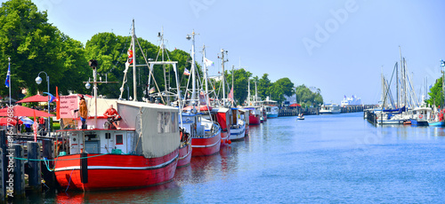 Boats in the harbor Warnemünde. Rostock. Germany.