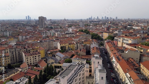 Europe, Italy, Milan Drone aeriel view of  skyline with modern skyscrapers from Milano Cortina 2026 Olympic Village - city landscape from Corso Lodi Porta Romana  © andrea