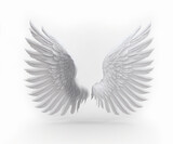 3d illustration angel wings white wing plumage isolate on white background.