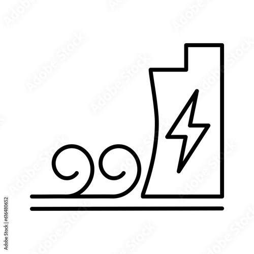 Hydropower plant, modern hydropower, line flat icon. Water energy plant. Hydropower. Hydroelectricity. Vector illustration alternative renewable energy sources.