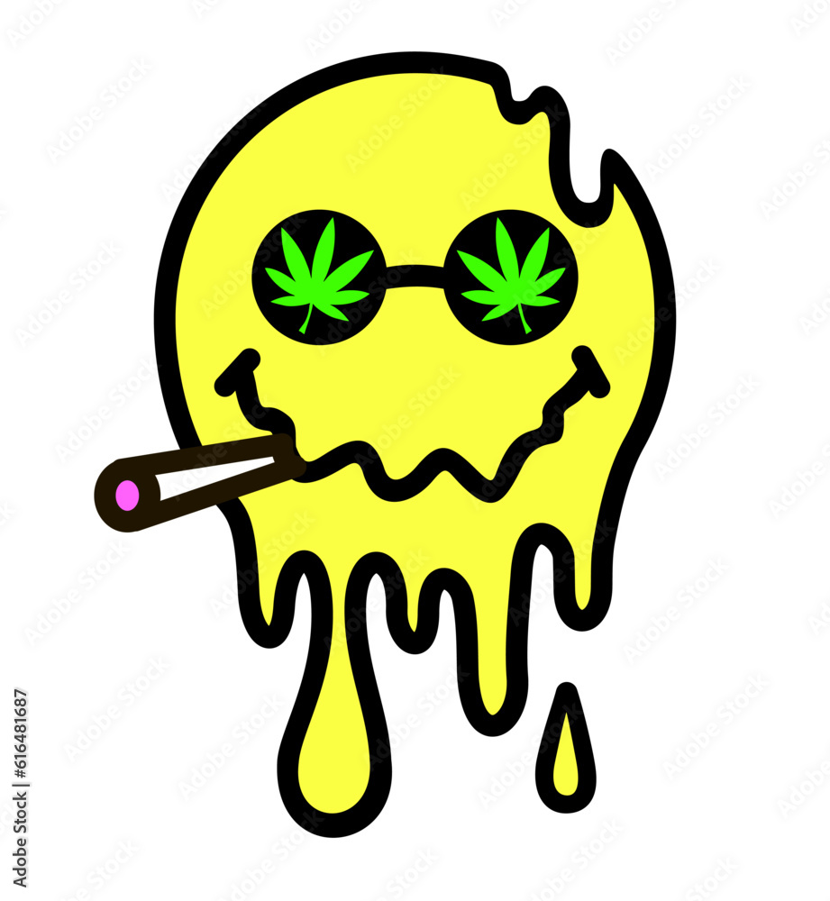 Fotografie Trippy cannabis happy face, smiling