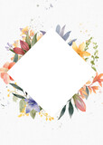 Watercolor of floral and leaves in white canvas background