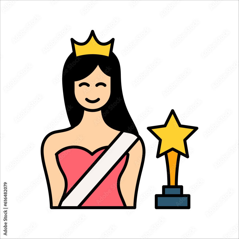 beauty princess wearing crown icon, vector illustration on white background beauty princess wearing crown icon, vector illustration on white background