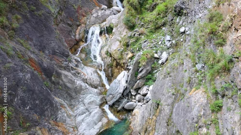 Aerial view of waterfalls in Xincheng Taroko National Park, Hualien, Taiwan Aerial view of waterfalls in Xincheng Taroko National Park, Hualien, Taiwan