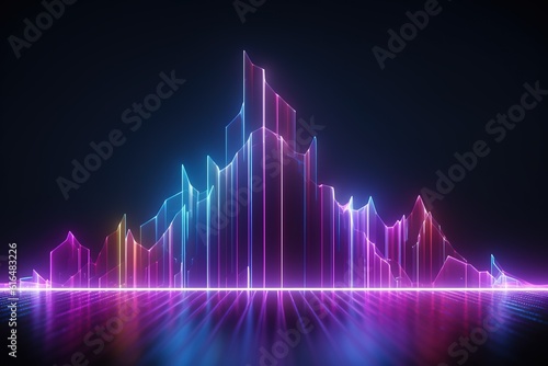 abstract futuristic background with pink blue glowing neon moving high speed wave lines and bokeh lights. Data transfer concept Fantastic wallpaper, Ai Generative © AKKA