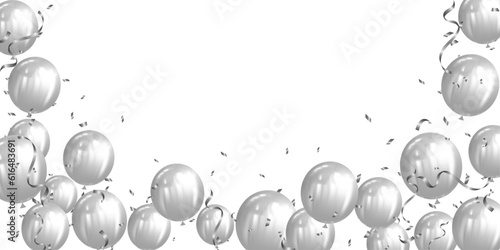 white balloons for birthday party, wedding, anniversary and event celebration backdrop decoration design