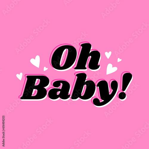 Oh baby baby shower cursive typography banner template design vector